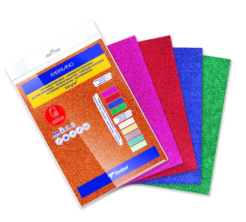 SADIPAL - CARTULINA PURPURINA A4 330g SURTIDO COLORES INTENSO PAQUETE de 5
(Rojo, Azul, Verde, Cobre, Fucsia) (Ref.20309)