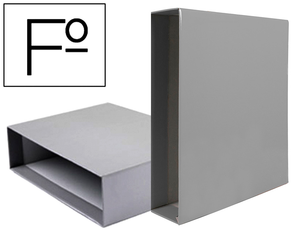 LIDERPAPEL - CAJA ARCHIVADOR DE PALANCA Cartón FOLIO DOCUMENTA LOMO 82MM COLOR GRIS (Ref.CZ19)