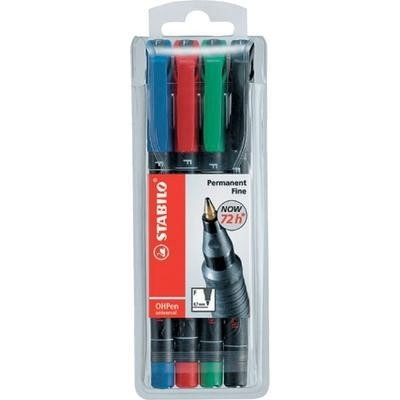 STABILO - Estuche DE 4 ROTULADORES PERMANENTES OPHEN UNIVERSAL PUNTA FINA 0,7MM. (Ref.842/4)