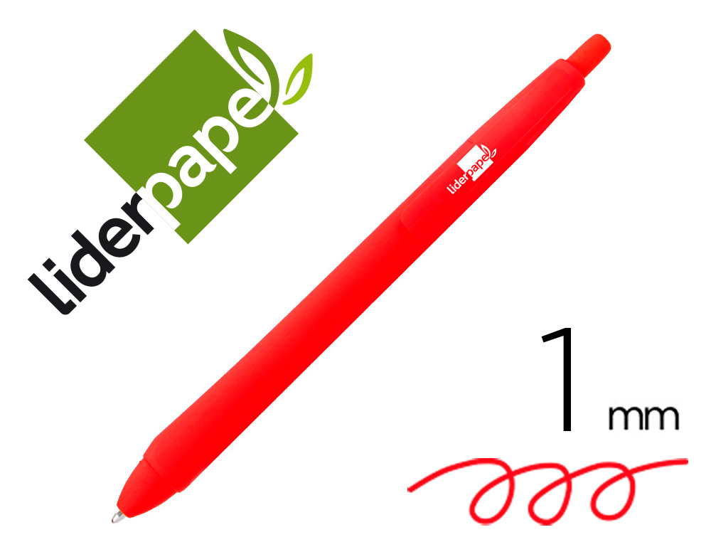 LIDERPAPEL - BOLIGRAFO GUMMY TOUCH RETRACTIL 1,0 MM TINTA ROJA (Ref.BO09)