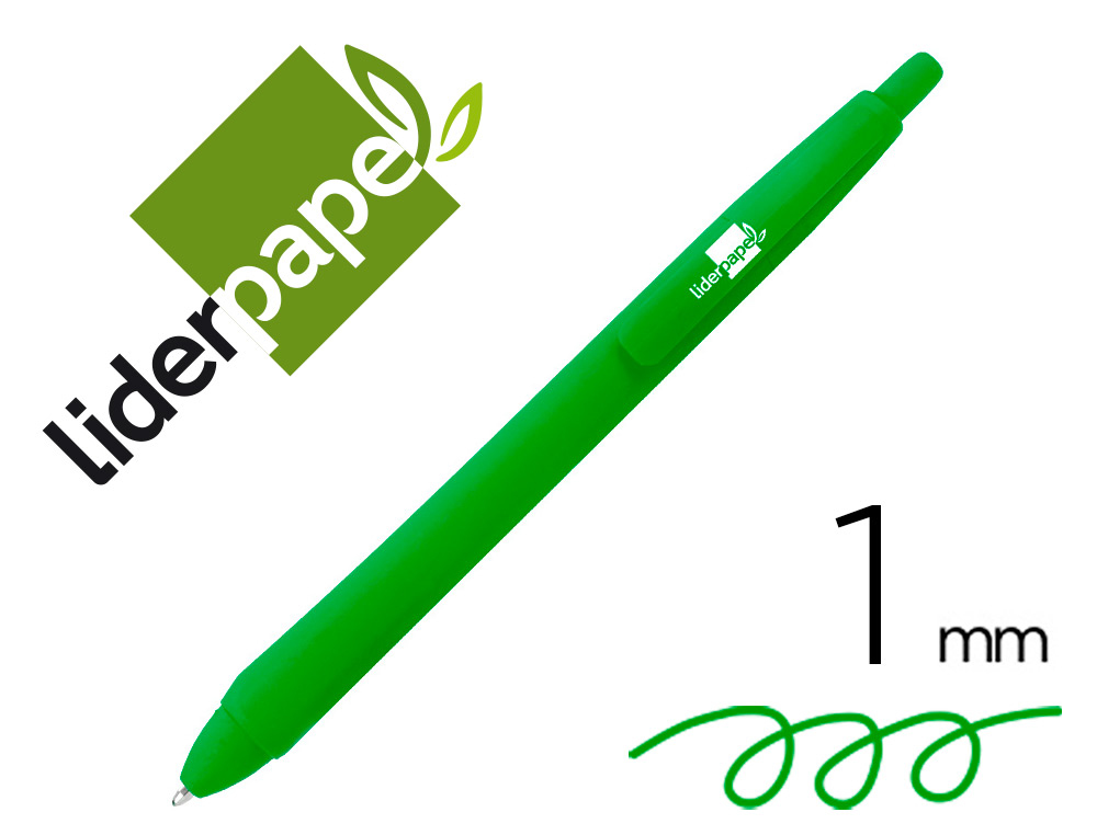 LIDERPAPEL - BOLIGRAFO GUMMY TOUCH RETRACTIL 1,0 MM TINTA VERDE (Ref.BO10)