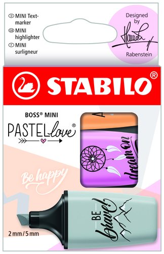 STABILO - ROTULADOR BOSS MINI PASTELLOVE ESTUCHE CON ASA DE 3 UNIDADES BRISA VIOLETA/MELOCOTON (Ref.07/03-47)