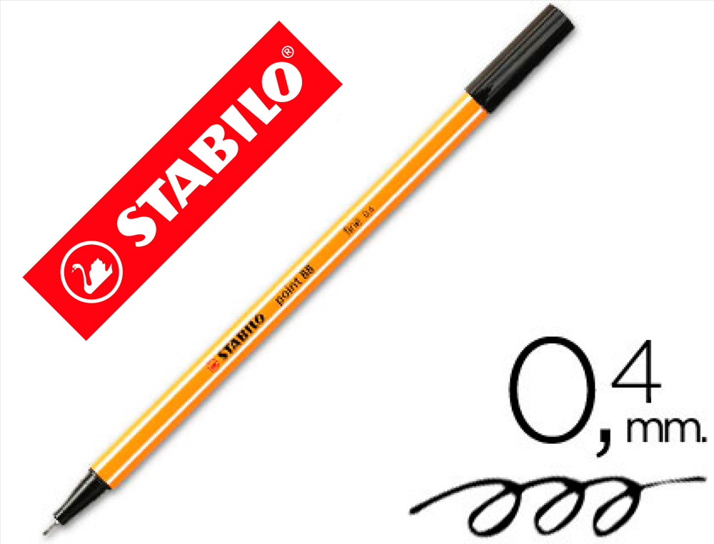 STABILO - Rotulador Punta de Fibra Point 88 Negro Trazo 0,4 mm (Ref.88/46)