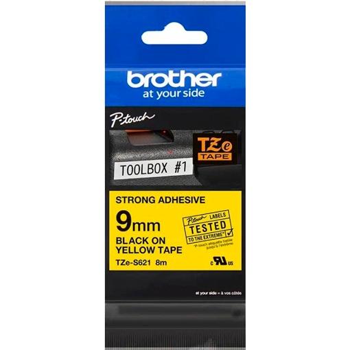 BROTHER - Cinta Rotuladora LAMINADA YL/BK 8M 9MM (Ref.TZES621)