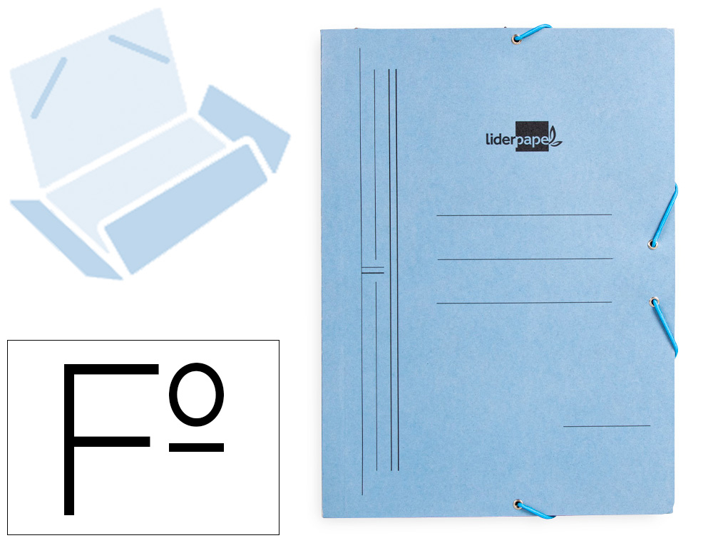 LIDERPAPEL - CARPETA GOMAS FOLIO 3 SOLAPAS Cartón PINTADO AZUL (Ref.CG01)