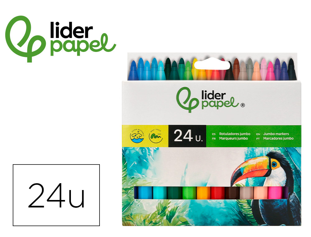 LIDERPAPEL - ROTULADOR JUMBO CAJA 24 COLORES (Ref.RT09)