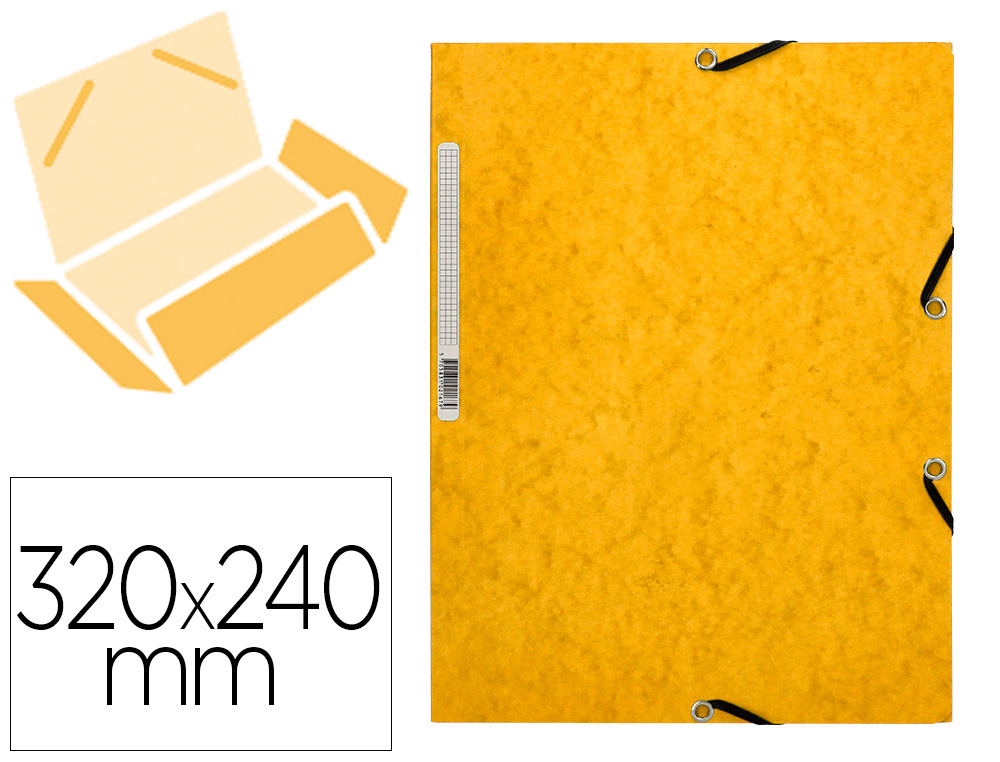 Q-CONNECT - CARPETA GOMAS Cartón SIMIL-PRESPAN SOLAPAS 320X243 MM AMARILLA (Ref.KF02166)