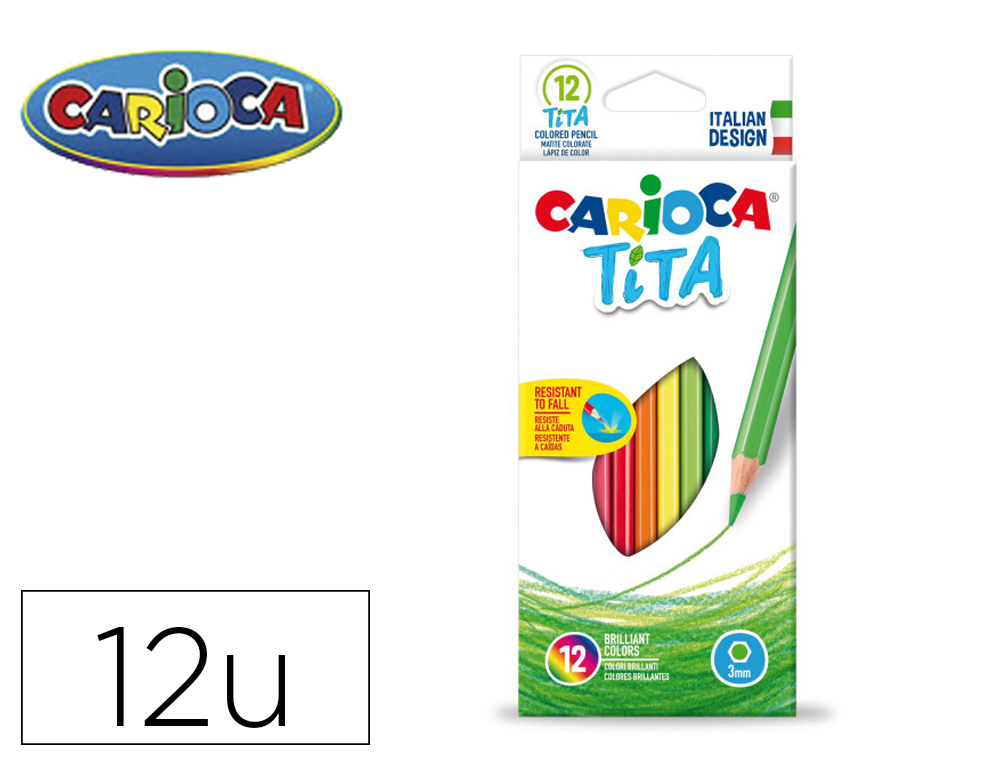 CARIOCA - LAPICES de COLORES TITA HEXAGONAL estuche de 12 (Ref.42793)