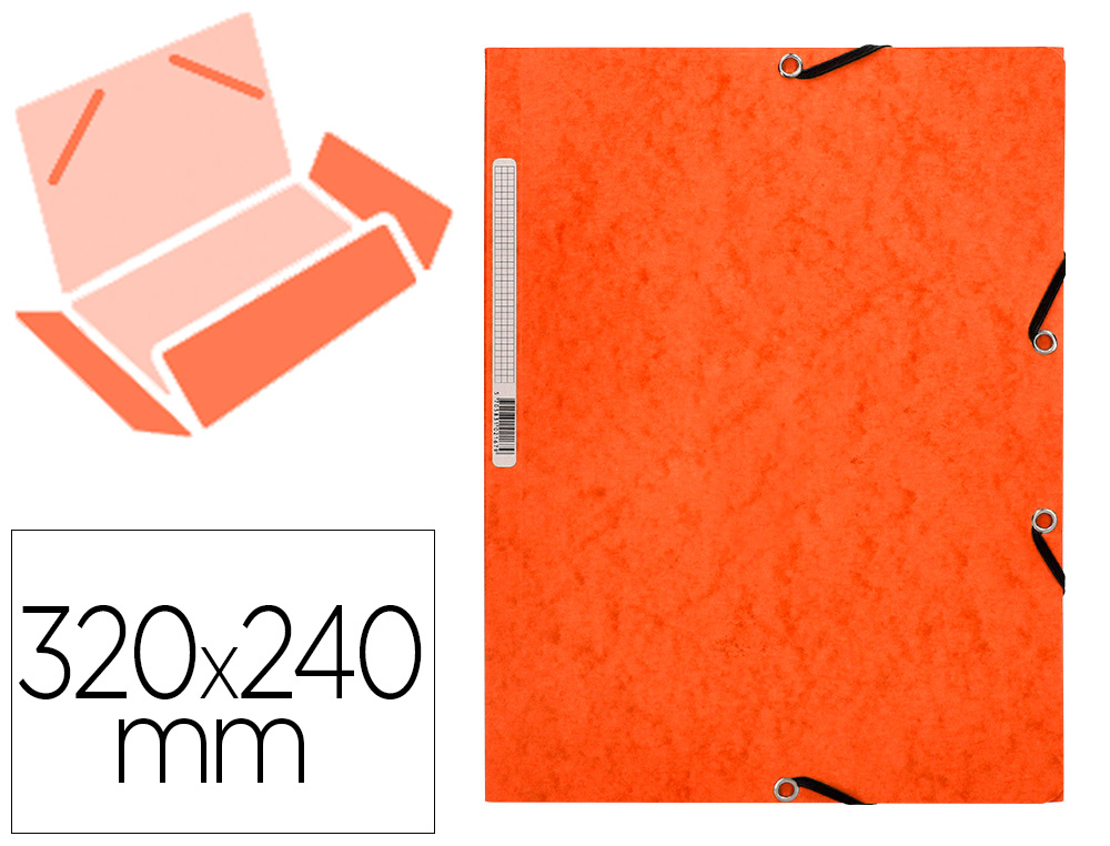 Q-CONNECT - CARPETA GOMAS Cartón SIMIL-PRESPAN SOLAPAS 320X243 MM NARANJA (Ref.KF02170)