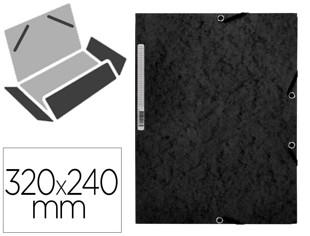 Q-CONNECT - CARPETA GOMAS Cartón SIMIL-PRESPAN SOLAPAS 320X243 MM NEGRA (Ref.KF02169)