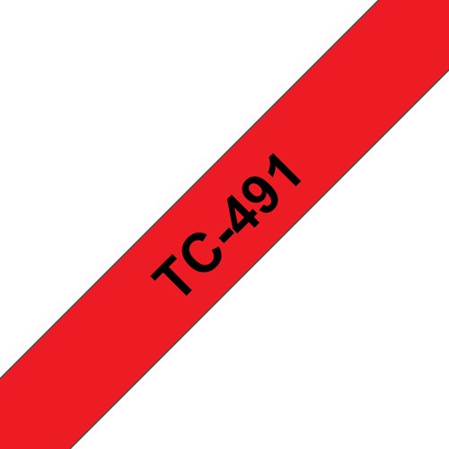 BROTHER - Cintas TC-491 Laminada 9mmx7.7m Negro/Rojo Comp.con rotuladoras P-Touch (Ref.TC491)