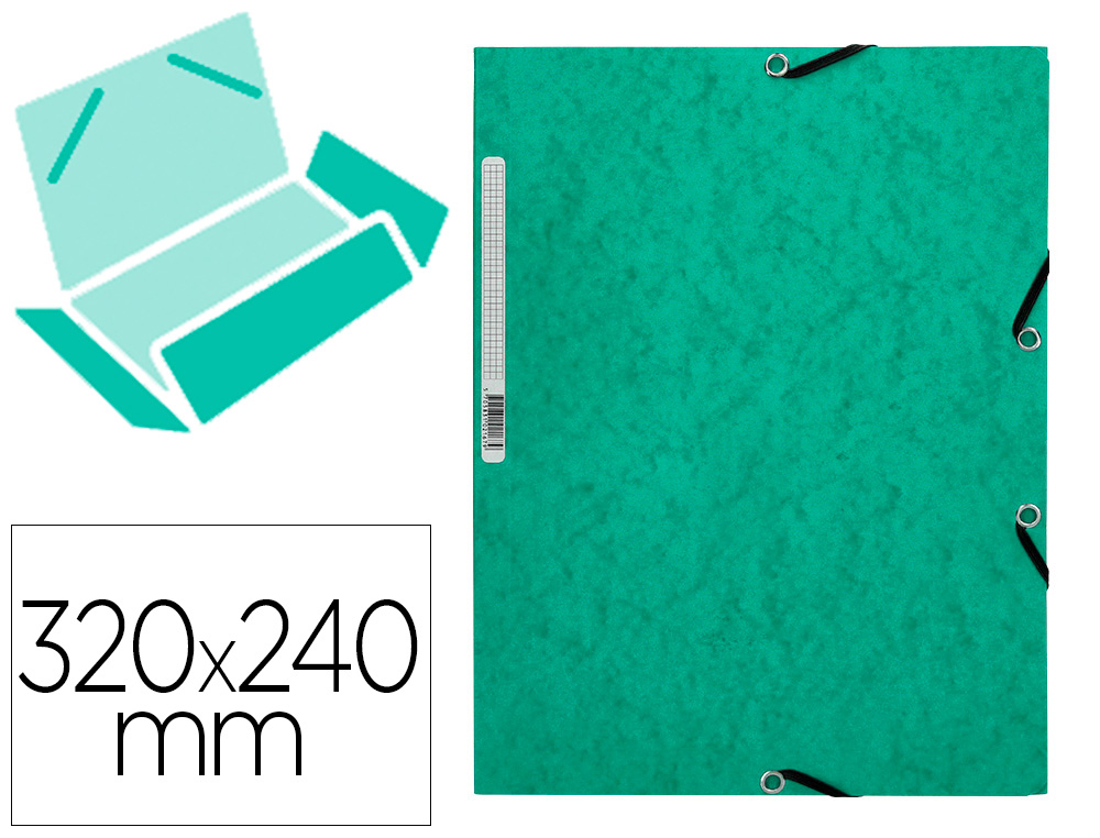 Q-CONNECT - CARPETA GOMAS Cartón SIMIL-PRESPAN SOLAPAS 320X243 MM VERDE (Ref.KF02168)