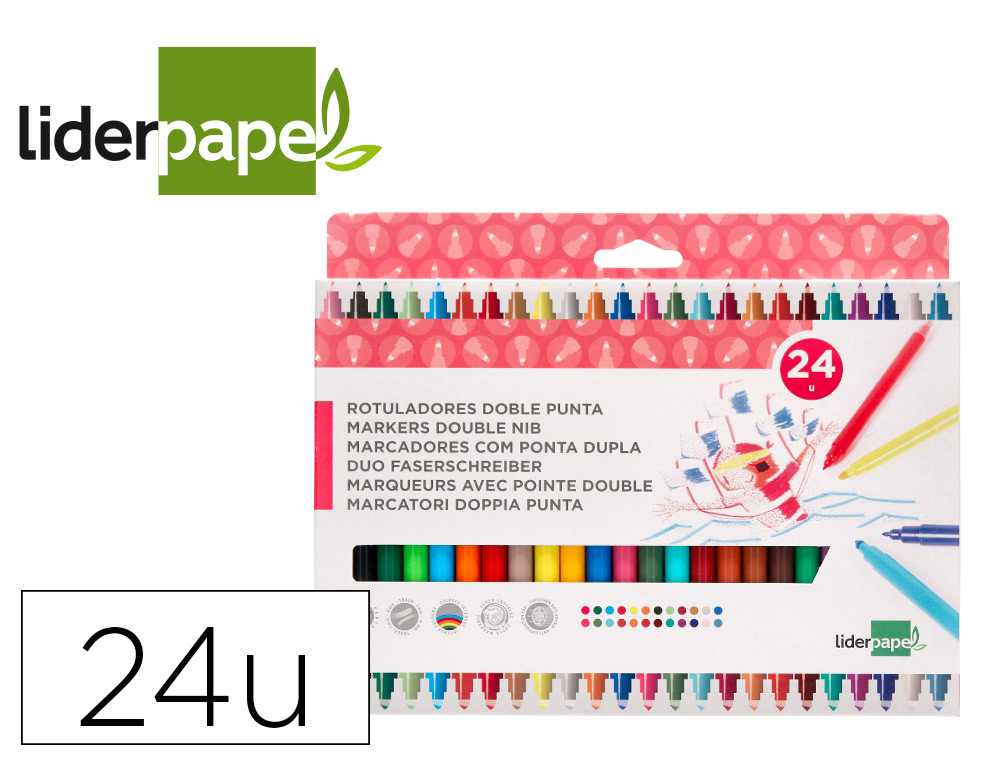 LIDERPAPEL - ROTULADOR DUO CAJA 24 COLORES (Ref.RT11)