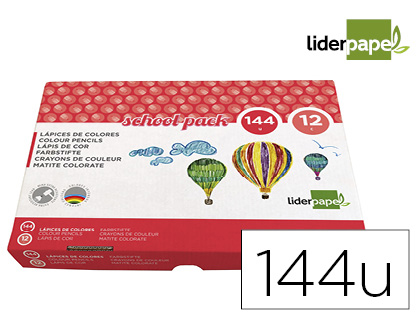 LIDERPAPEL - Lapices de colores school pack de 144 unidades 12 colores x 12 unidades (Ref. LC11)