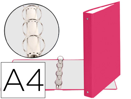 EXACOMPTA - CARPETA DE 4 ANILLAS 30MM REDONDAS A4 Cartón FORRADO ROSA (Ref.51365E)