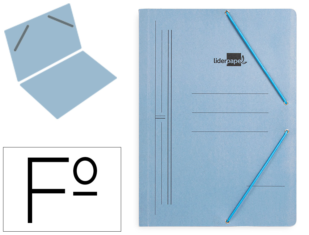 LIDERPAPEL - CARPETA GOMAS FOLIO SENCILLA Cartón PINTADO AZUL (Ref.CG03)