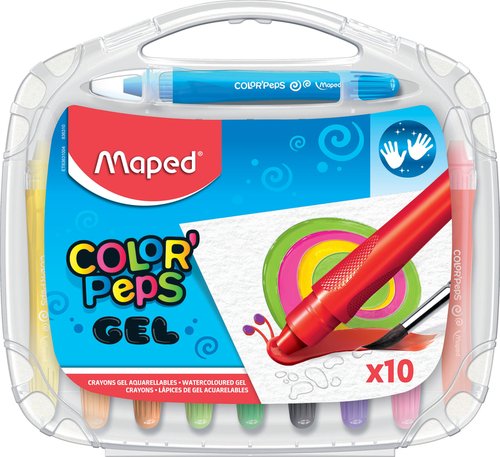 MAPED - Ceras Smoothy Estuche 10 ud Colores surtidos Gel acuarelable (Ref.836310)