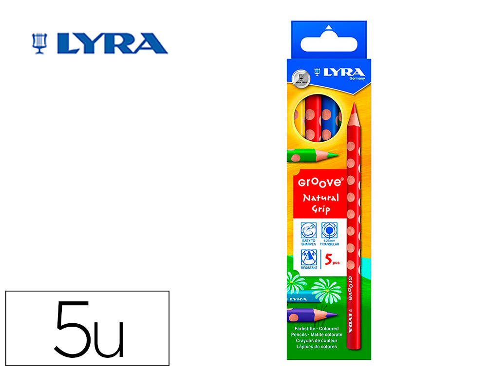 LYRA - LAPICES DE COLORES GROOVE TRIANGULAR MINAS DE 4,25 MM CAJA DE 5 COLORES (Ref.3811050)