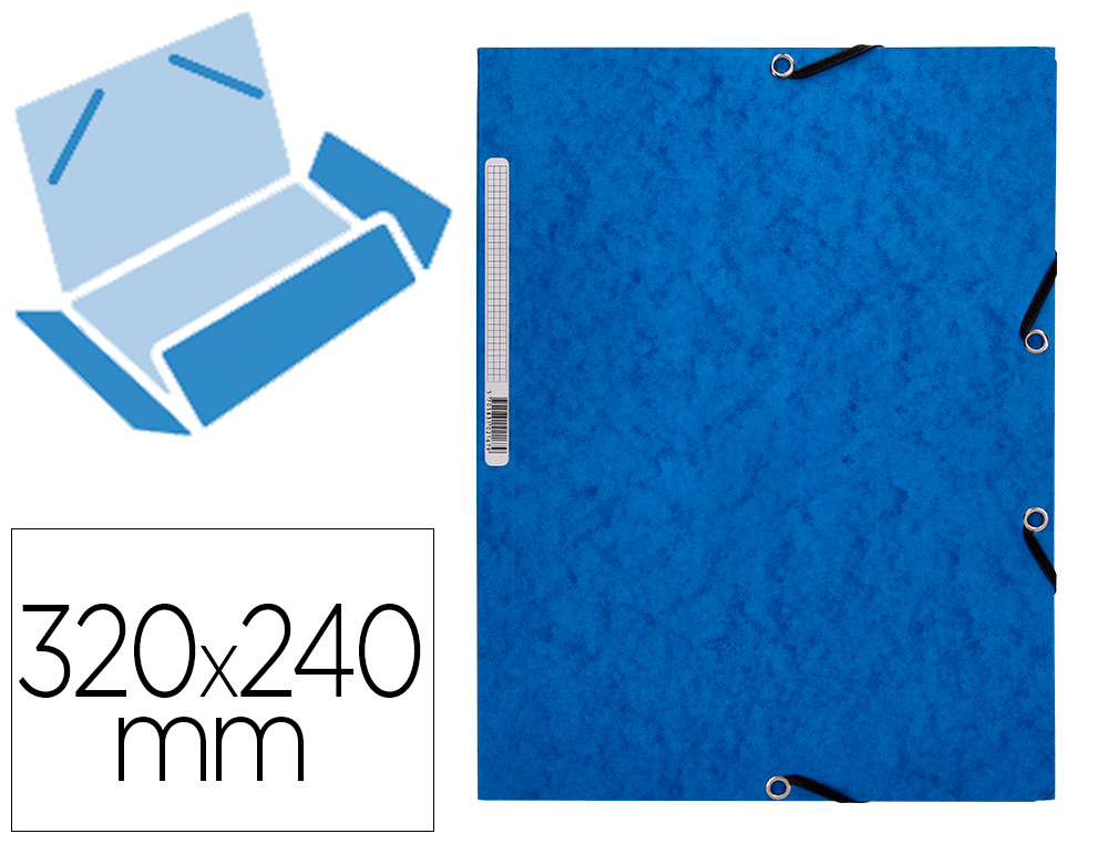 Q-CONNECT - CARPETA GOMAS Cartón SIMIL-PRESPAN SOLAPAS 320X243 MM AZUL (Ref.KF02167)
