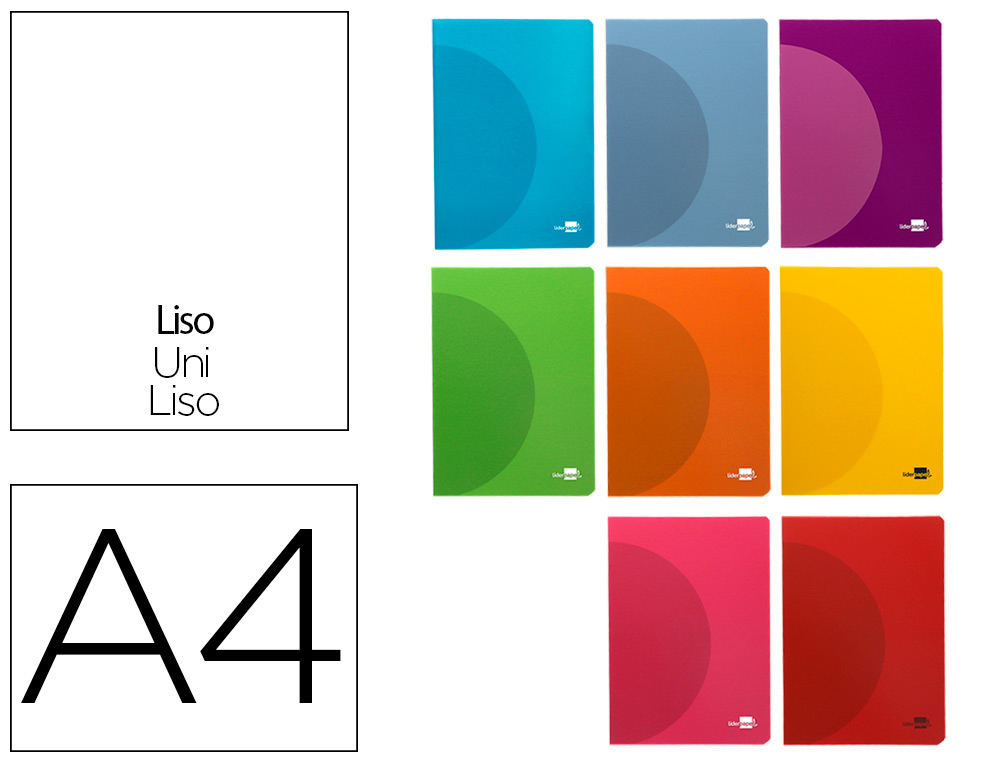 LIDERPAPEL - LIBRETA 360 TAPA DE PLASTICO A4 48 HOJAS 90G/M2 LISA SIN MARGEN COLORES SURTIDOS (Ref.LF12)