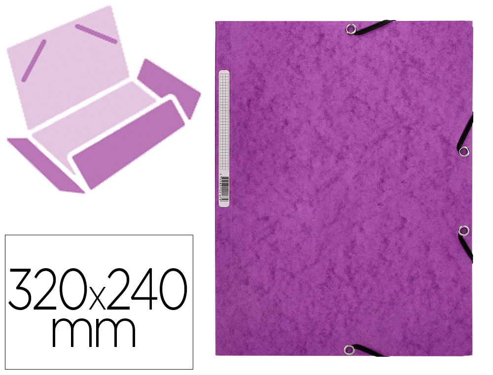 Q-CONNECT - CARPETA GOMAS Cartón SIMIL-PRESPAN SOLAPAS 320X243 MM VIOLETA (Ref.KF02171)