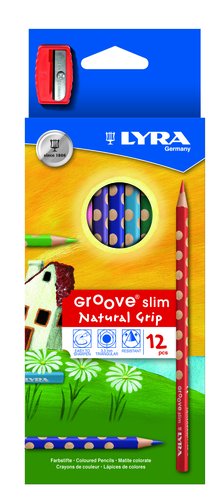 LYRA - LAPICES DE COLORES GROOVE SLIM TRIANGULAR MINAS DE 3,3 MM CAJA DE 12 COLORES + Sacapuntas/Afilalapices (Ref.2821120)