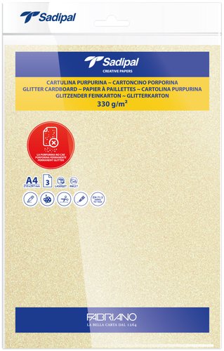 SADIPAL - CARTULINA PURPURINA A4 330g AMARILLO PAQUETE de 3 (Ref.20312)