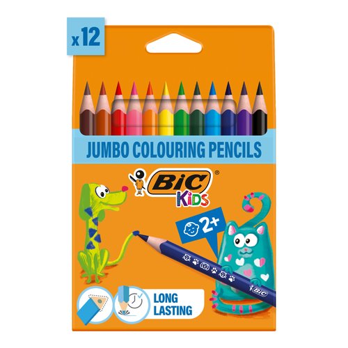 BIC - LAPICES DE COLORES EVOLUTION TRIANGULARES ESTUCHE DE 12 COLORES SURTIDOSMINA ULTRA RESISTENTE (Ref.829735)