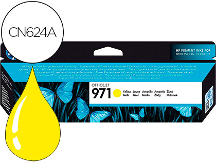 HP ( HEWLETT PACKARD ) - Cartuchos ORIGINALES Inyección De Tinta 971 Amarillo (Ref.CN624AE)