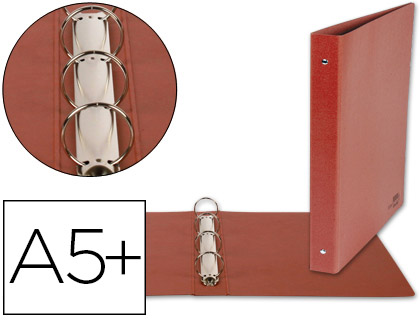 LIDERPAPEL - CARPETA DE 4 ANILLAS 25MM REDONDAS CUARTO Cartón CUERO (Ref.CA06)
