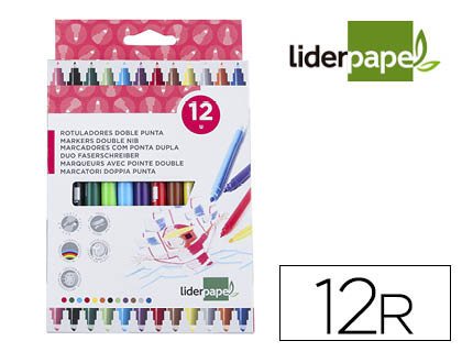 LIDERPAPEL - ROTULADOR DUO CAJA 12 COLORES (Ref.RT10)