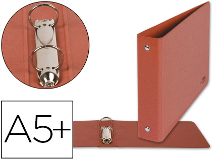 LIDERPAPEL - CARPETA DE 2 ANILLAS 40MM REDONDAS CUARTO APAISADO Cartón CUERO (Ref.CH18)