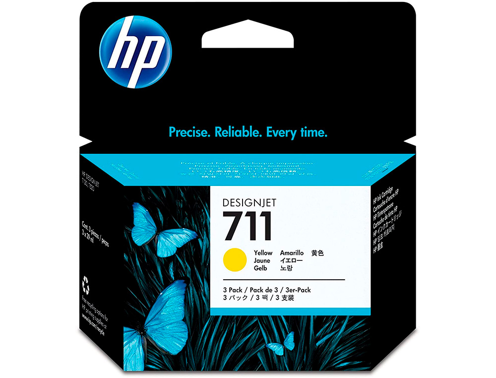 HP ( HEWLETT PACKARD ) - Cartuchos ORIGINALES Inyección De Tinta 711 Amarillo Pack 3 (Ref.CZ136A)