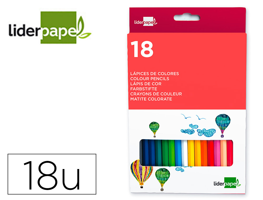 LIDERPAPEL - LAPICES DE COLORES CAJA DE 18 COLORES (Ref.LC03)