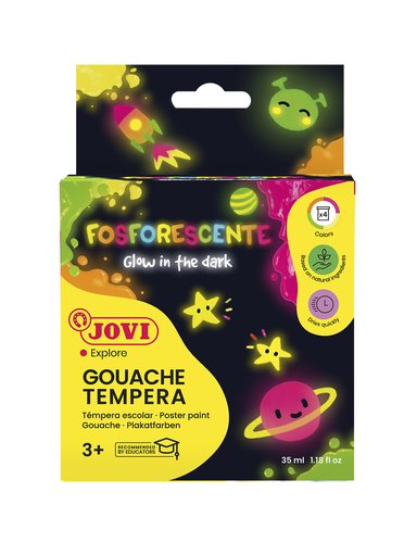JOVI - TEMPERA LIQUIDA FLUORESCENTE 55 ML CAJA DE 4 COLORES (Ref.504)