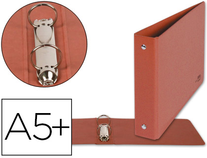 LIDERPAPEL - CARPETA DE 2 ANILLAS 25MM REDONDAS CUARTO APAISADO Cartón CUERO (Ref.CA07)