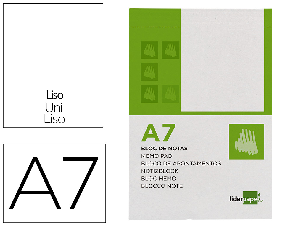 LIDERPAPEL - BLOC NOTAS LISO A7 80 HOJAS 60G/M2 PERFORADO (Ref.BN10)