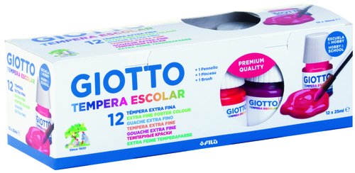 GIOTTO - Estuche 12 Temperas 25ml + pincel (Ref.356700)