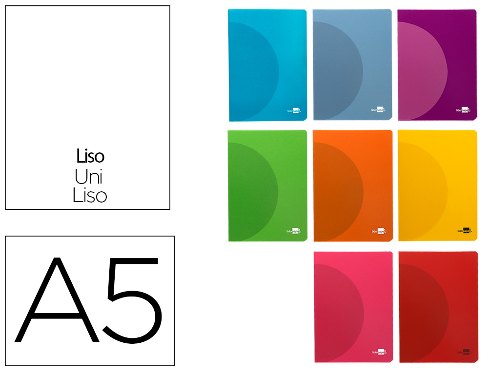 LIDERPAPEL - LIBRETA 360 TAPA DE PLASTICO A5 48 HOJAS 90G/M2 LISA SIN MARGEN COLORES SURTIDOS (Ref.LF16)