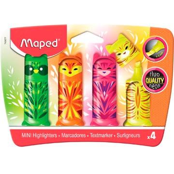 MAPED - MARCADOR FLUOR FLUO PEPS MINI FRIENDS POCKET PACK de 4 (Ref.743677)