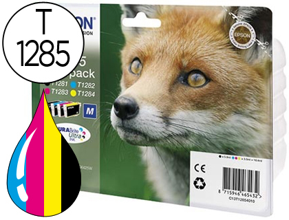 EPSON - Cartuchos ORIGINALES Inyección De Tinta T1285 - 4 COLORES - (Ref.C13T12854012)