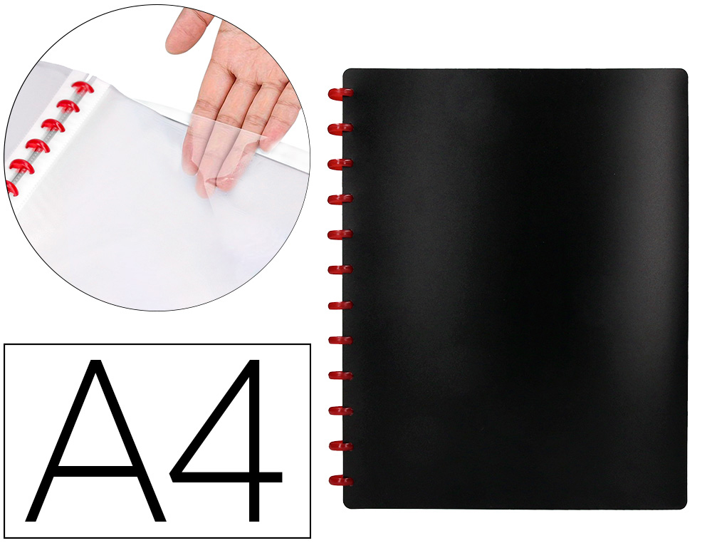 LIDERPAPEL - CARPETA DIN A4 CON 20 FUNDAS INTERCAMBIABLES COLOR NEGRO (Ref.WA03)