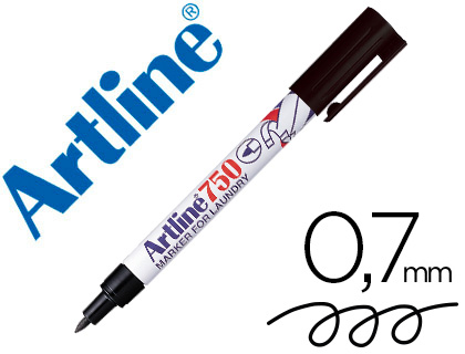 ARTLINE - Rotulador marcador permanente ek-750 negro punta redonda 0,7 mm brico para marcar ropa (Ref. AM-750/2D)