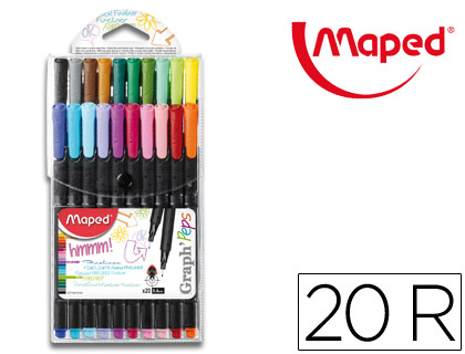 MAPED - Estuche 20 ROTULADORES DE ESCRITURA PUNTA FINA 0,4MM. (Ref.749151)