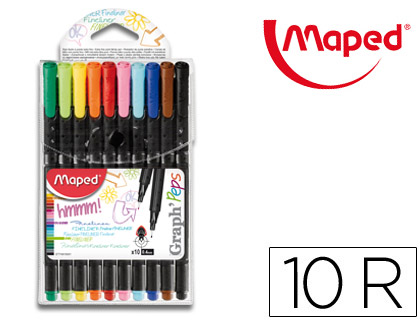 MAPED - Estuche 10 ROTULADORES DE ESCRITURA PUNTA FINA 0,4MM. (Ref.749150)