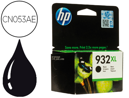 HP ( HEWLETT PACKARD ) - Cartuchos ORIGINALES Inyección De Tinta 932XL Negro (Ref.CN053AE#BGY)