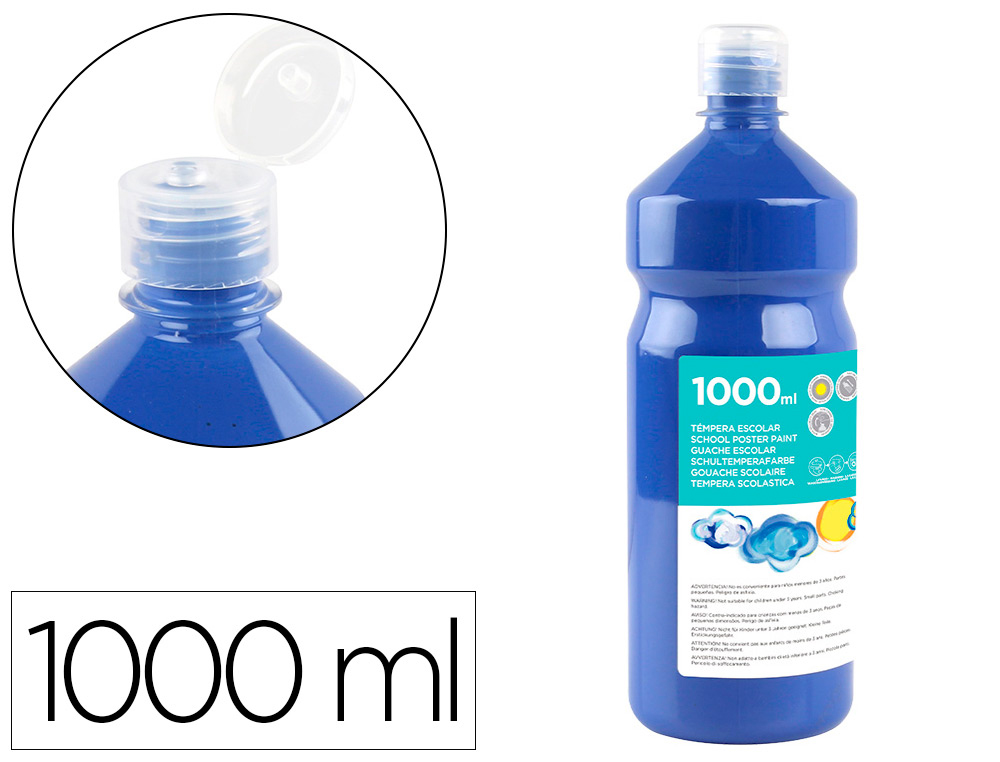 LIDERPAPEL - TEMPERA LIQUIDA ESCOLAR 1000 ML AZUL MARINO (Ref.TP33)
