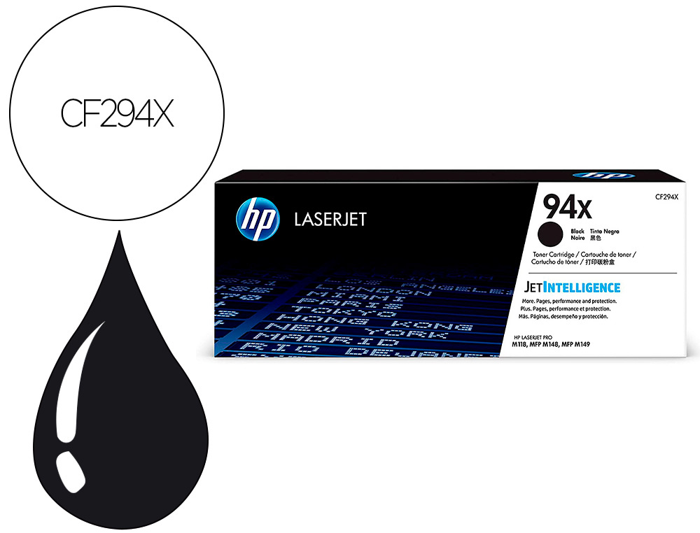 HP ( HEWLETT PACKARD ) - Toner 94x laserjet pro m118/m140/m148 negro 2800 paginas (Ref. CF294X)