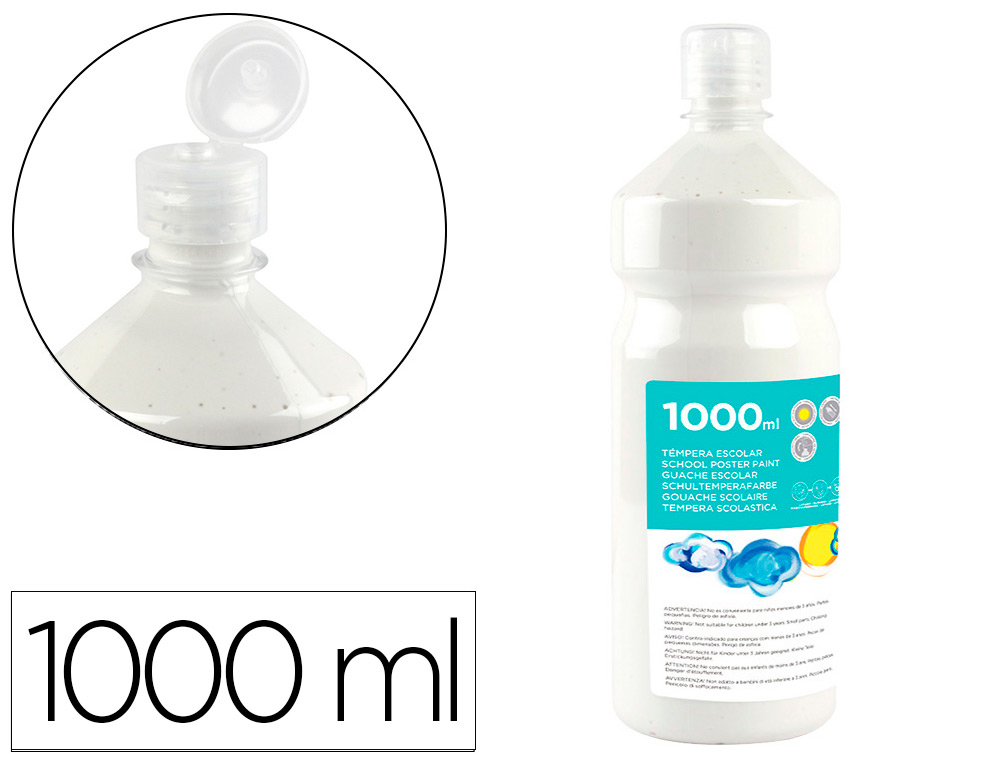 LIDERPAPEL - TEMPERA LIQUIDA ESCOLAR 1000 ML BLANCO (Ref.TP22)