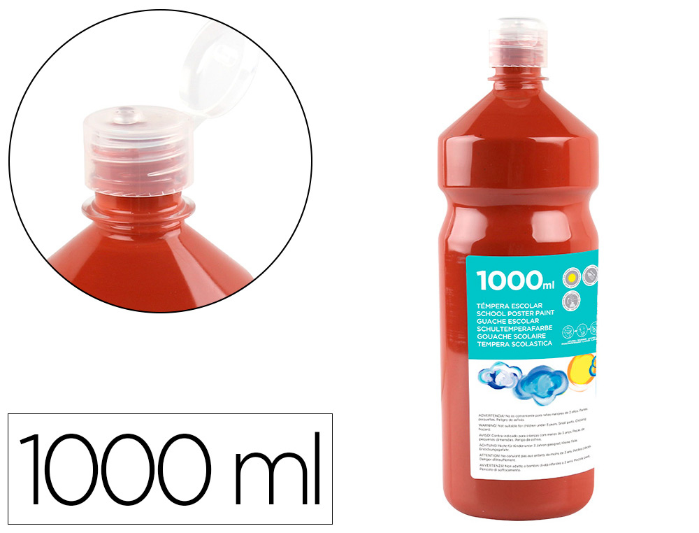 LIDERPAPEL - TEMPERA LIQUIDA ESCOLAR 1000 ML MARRON (Ref.TP38)
